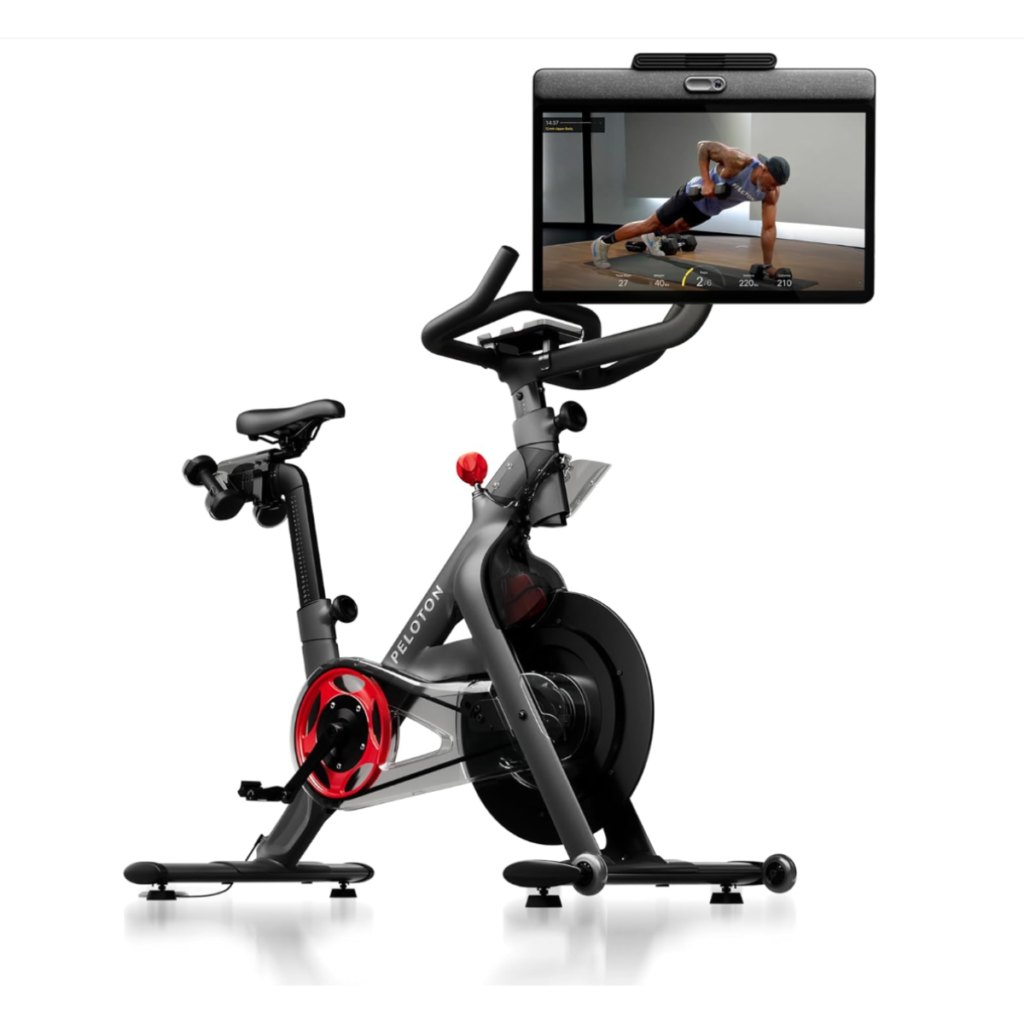 Stationary Peloton bike+ with screen for workouts